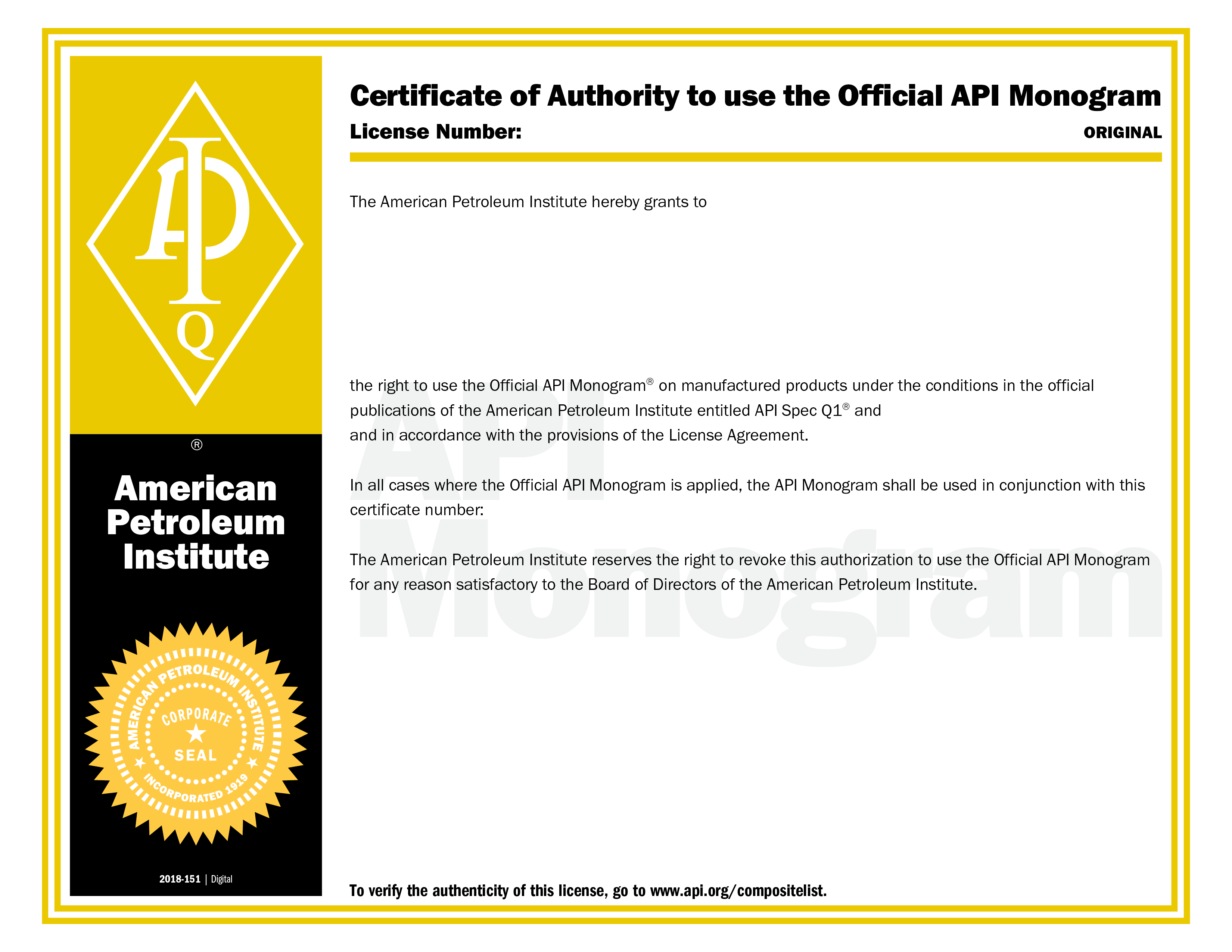 API600 Certificate